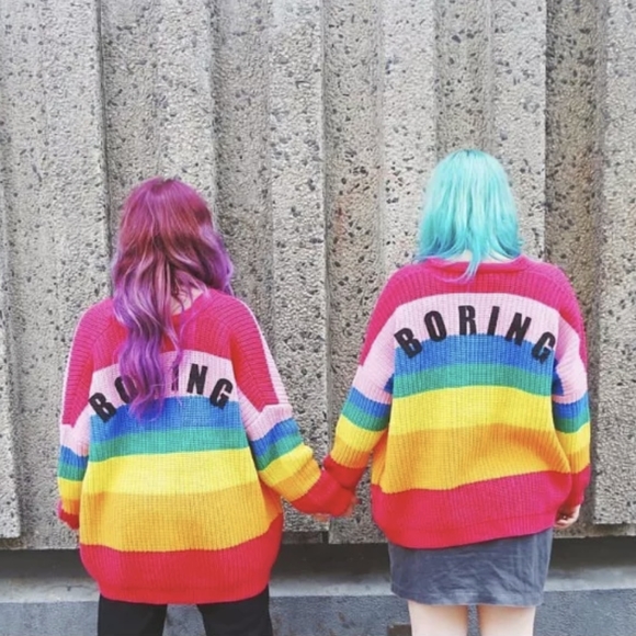 NWT Winter Y2K Rainbow Knitted Cardigan Sweater S: Small-Medium - Picture 9 of 11